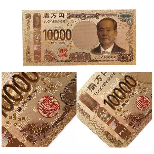 WR японская новая позолоченная банкнота для коллекции цветная Золотая фольга банкноты поддельные бумажные деньги с COA рамкой бизнес подарок - Цвет: color 10000