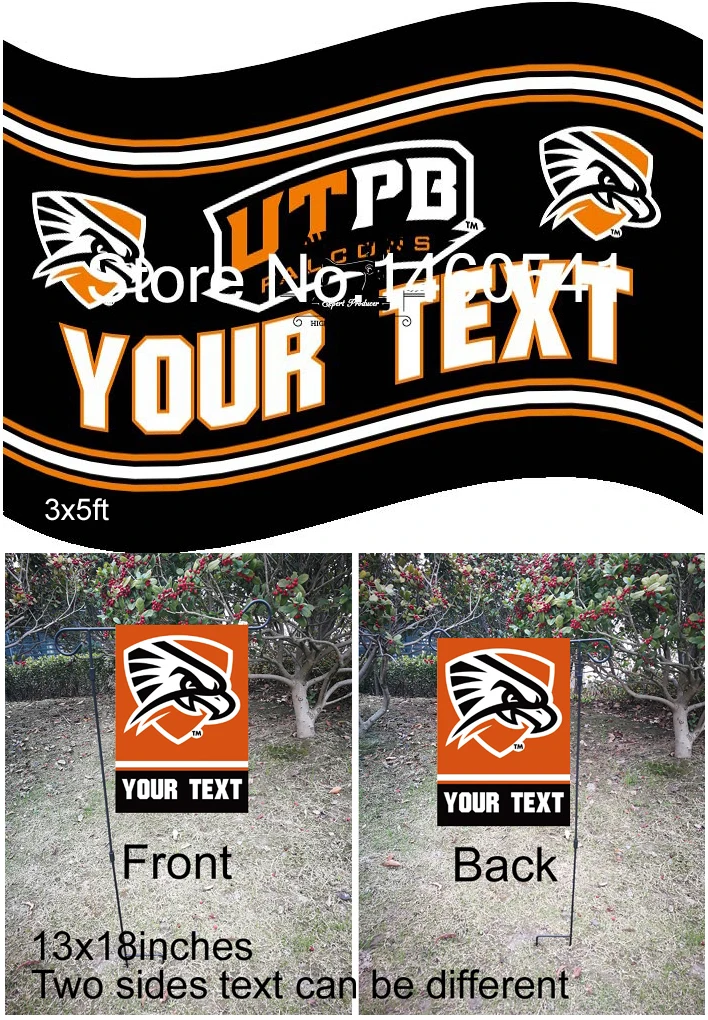 Texas Permian Basin Falcons UTPB Your Text Flag 3ft x 5ft Polyester NCAA Garden 13inx18in QingQing Super Fan | Дом и сад