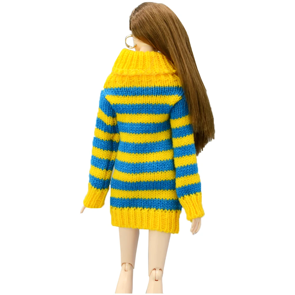NK 1 шт. Кукольное пальто в полоску Одежда ручной работы вязаный свитер ручной работы платье для куклы Барби аксессуары девочки подарок кукла игрушка 04 5X