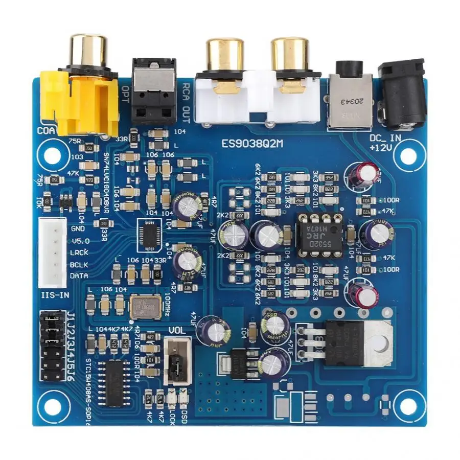 ES9038 Q2M I2S DSD волоконный коаксиальный Вход Плата декодера ЦАП Поддержка I2S DSD PCM