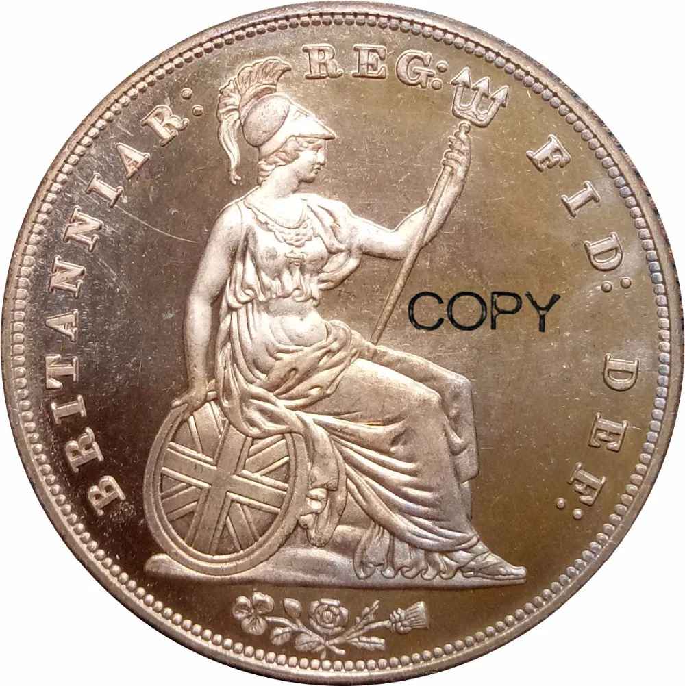 Великобритания Виктория 1 пенни 1857 красный Медь имитация монеты