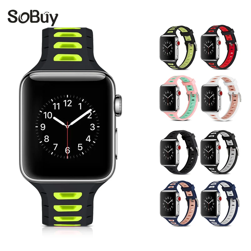 

Silicone strap for Apple watch band 42mm 38mm sports rubber straps wrist bracelet belt for iwatch 3 2 1 watchband Accessories