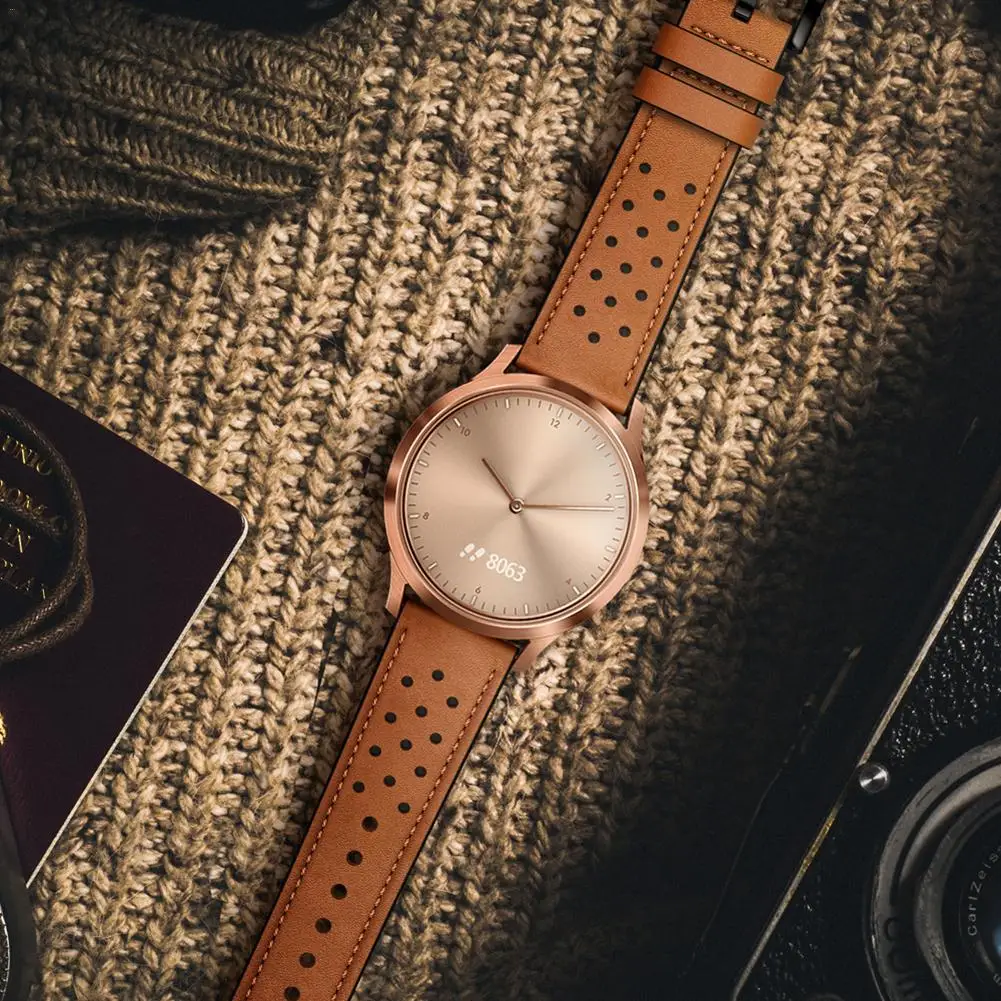 Сменный ремешок для смарт часов Garmin Vivoactive3 VivomoveHR первый слой кожаный
