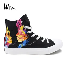 Вэнь высокая обувь для скейтбординга на заказ MUSE ручная окрашенные кроссовки мужские и женские на шнуровке плимсоллы плоская модная Классическая обувь