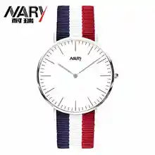 NARY Fashion Men Watch Simple Color Nylon Strap Thin Dial Women Watch Casual Quartz Wristwatch Classic Clock Relogio Masculino