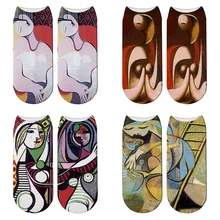 Модные носки с 3D принтом Пикассо, масляной живописи, женские забавные носки с абстрактным рисунком, новые носки Пикассо