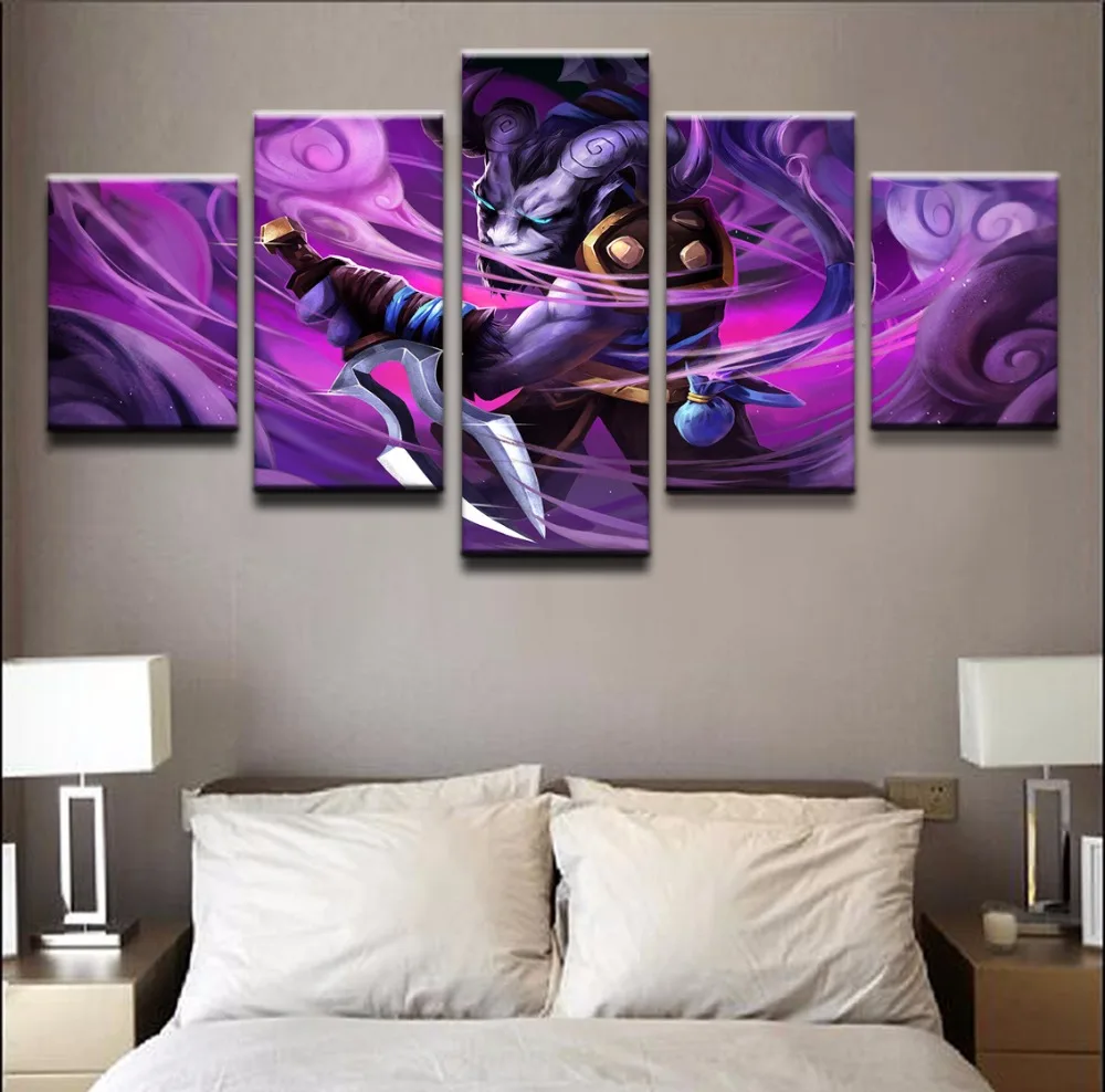 Painting Canvas Print Game Poster 5 Panel Creature Dagger DOTA 2 Riki Warrior Home Decor For Kids R