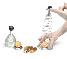 Creative Delicate Stainless Steel Nut Cracker With Spring Sheller Walnut Crackers Pliers Metal Opener Nut Tool Gadgets