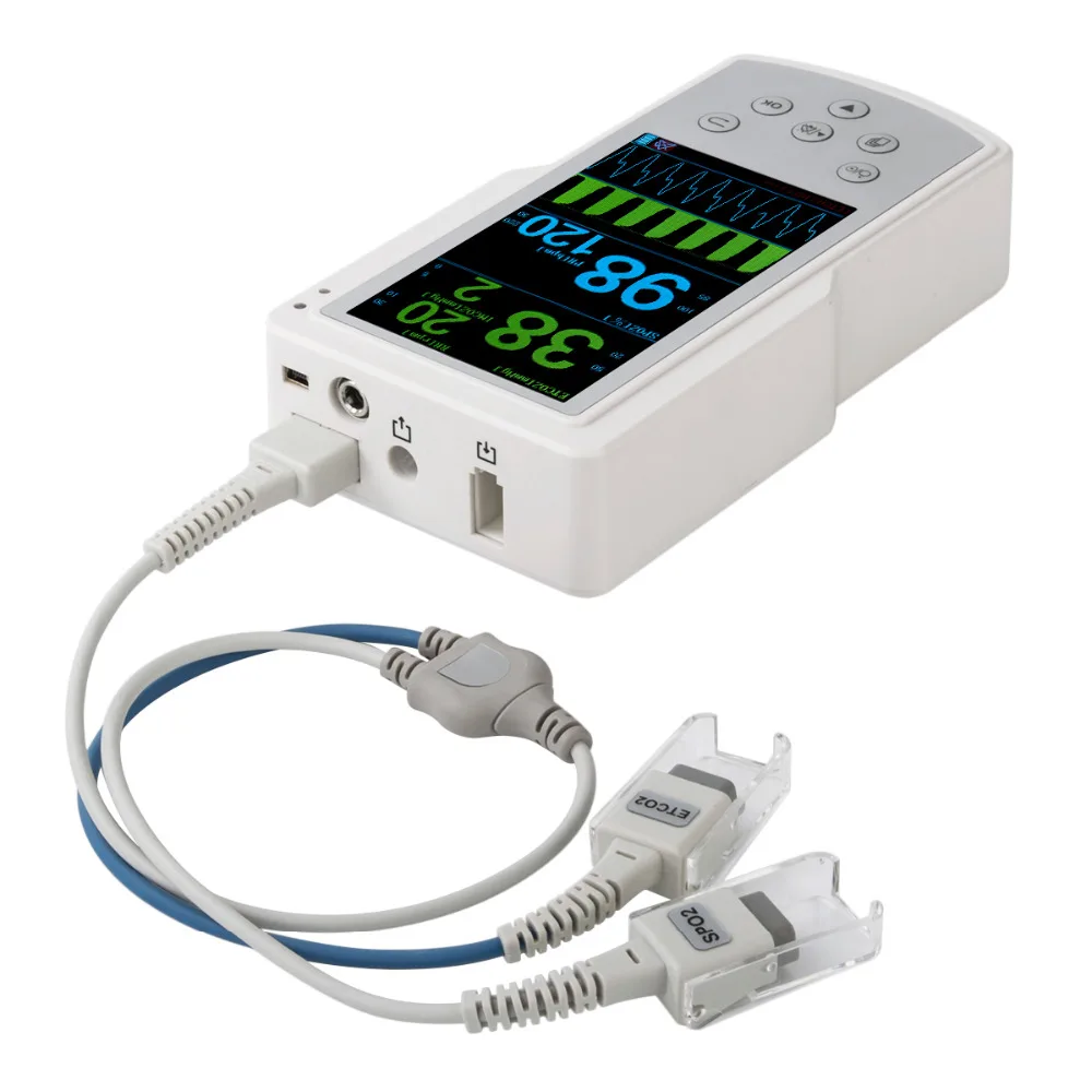 Healthecare Spo2 и Etco2 каптографический монитор для уличной гигиены ручной датчик EtCo2 Co2
