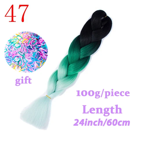 Мисс парик Омбре огромные косички синтетические плетеные волосы 60 цветов доступны 100 г 24 дюйма наращивание волос Розовый Синий Зеленый 1pce - Цвет: #24