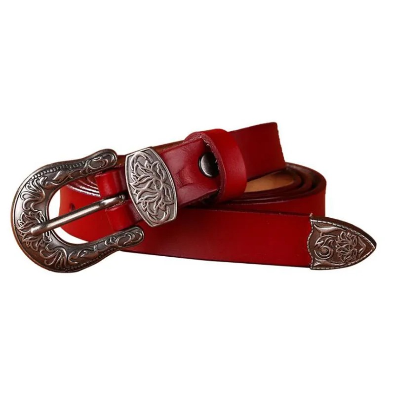 

New Retro Needle Buckle Belt Lady Leather about Jeans Belt Pure Cowhide Korean Edition Decorative Belt