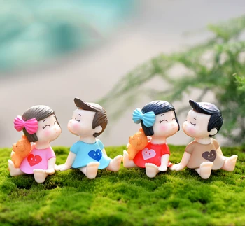 

4Pcs Cartoon Lovers Action Figures Toys Mini Figures Miniatures Fairy Garden Decoration Moss Terrarium Micro Landscape