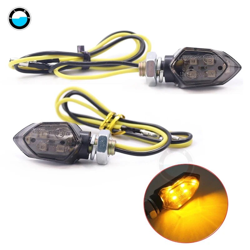 

4pcs Mini Motorcycle 5LED Smoke Lens Turn Signal Indicator Light Blinker Amber Motorbike Custom DIY Biking Lamps