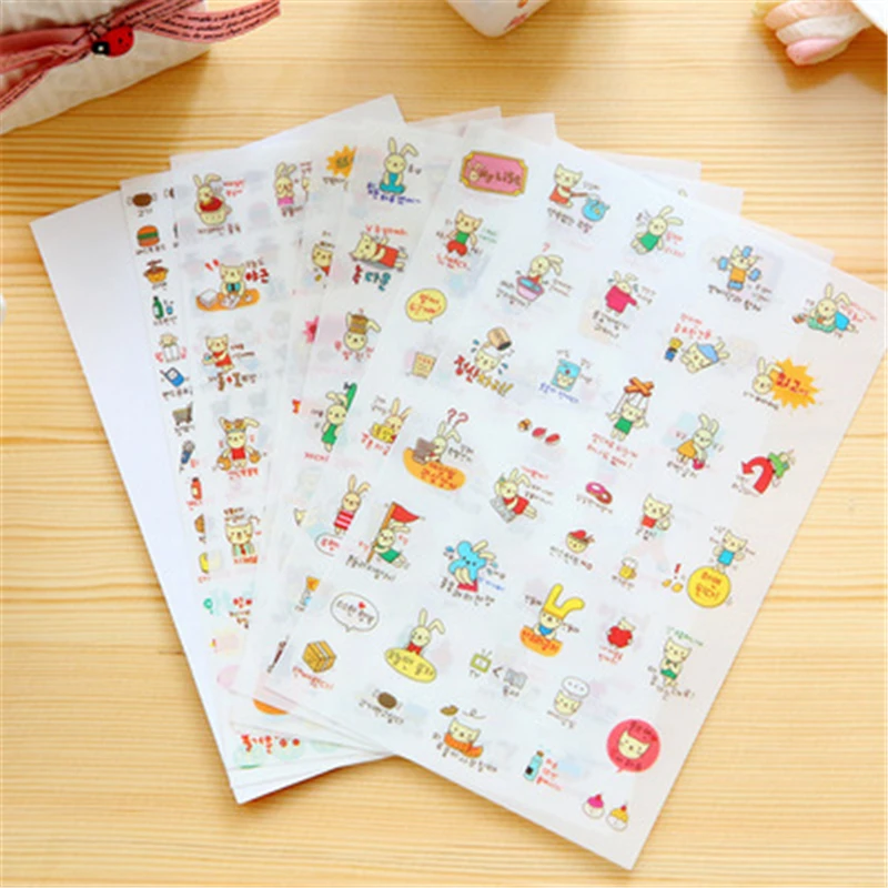 

DL South Korea stationery cat Bunny DIY hand carrying mobile phone photo album decorative cartoon faces cute stickers small gift