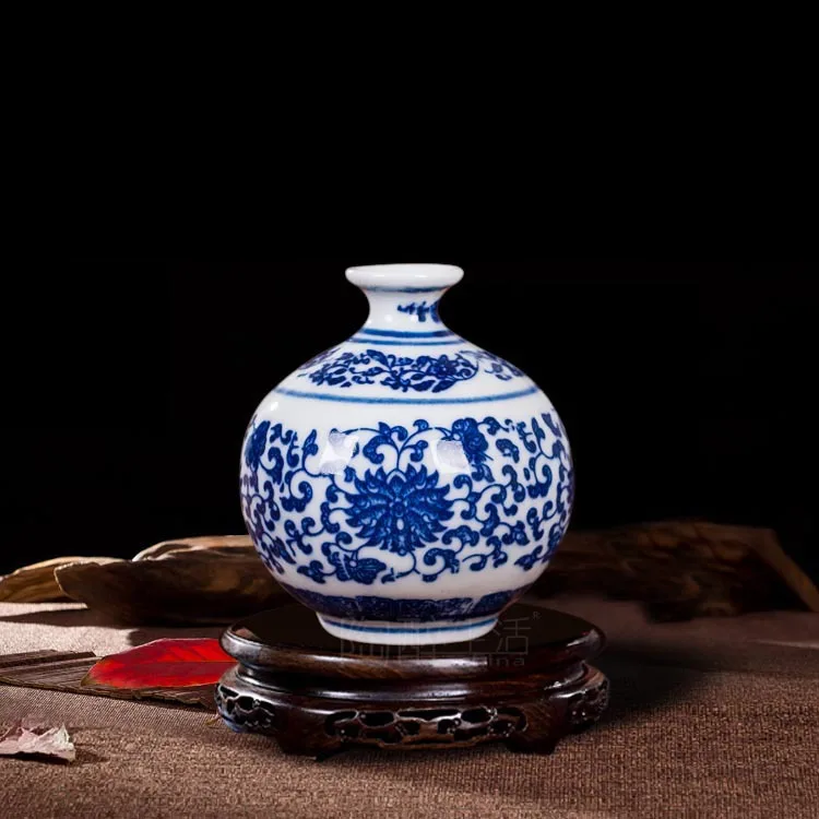 Цзиндэчжэнь фарфоровые керамические вазы для цветов дома Свадебные украшения антикварные традиционные китайские синие и белые фарфоровые вазы G - Color: 8.5x8cm