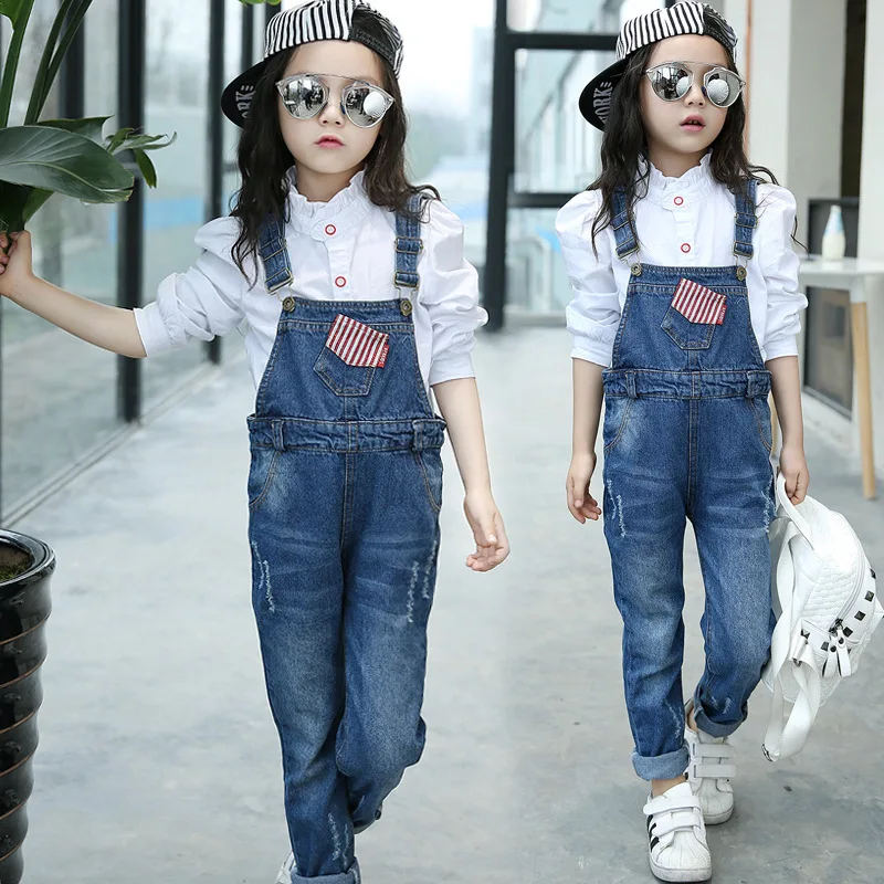 

Girl Autumn New Pattern Child Children Jeans Baby Pure Cotton Leisure Time Jumpsuits Overall Pants