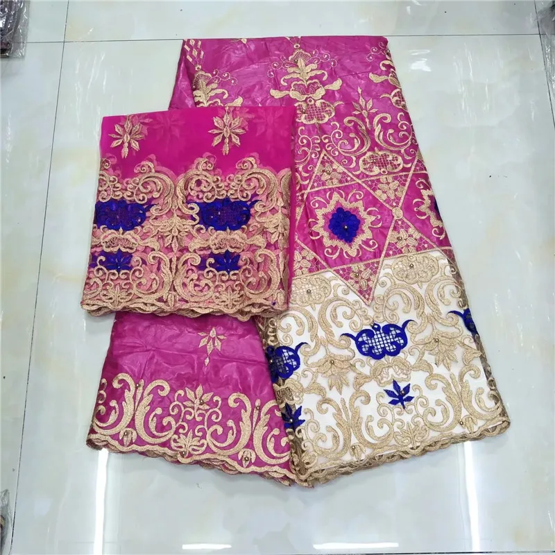 

African fabric african tissu bazin riche getzner with beads brode getzner with 2 yards french net lace for party KY090109