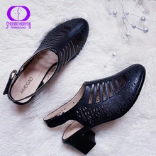AIMEIGAO 2019 nuevas sandalias de gladiador para mujeres, zapatos de verano de Color negro, zapatos de tacón cómodos para mujeres, zapatos huecos