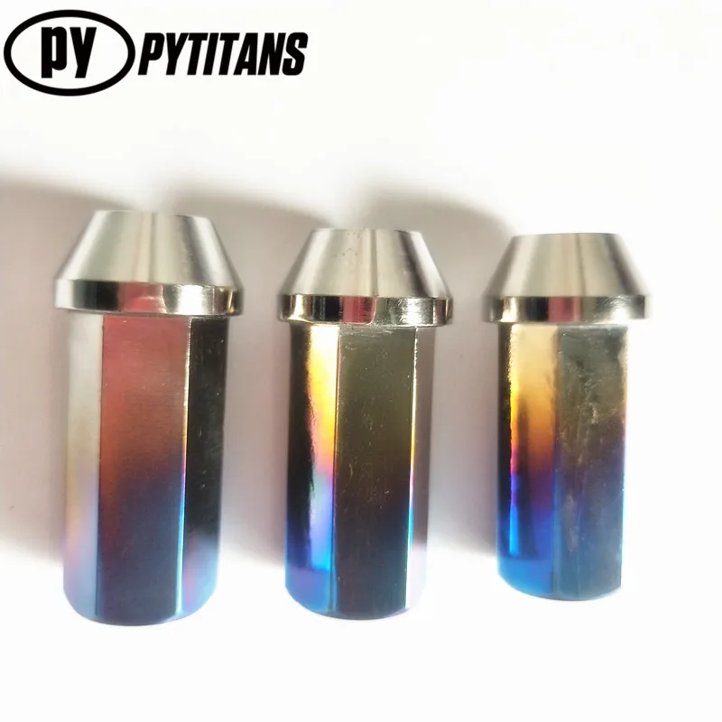 

PYTITANS Titanium TC4 Gr5 48mm Car Wheel Lock Lug Nuts M12 x 1.5 X48mm Anodized Colorful Titanium Nuts Stock