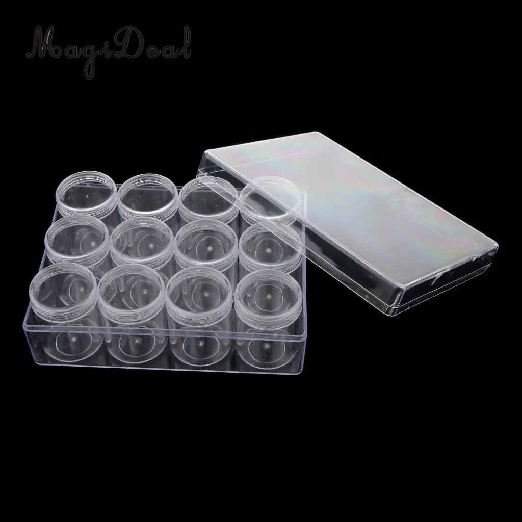 12x20g Empty Clear Cream Powder Jars Pots Bottle Cosmetics Container Nail Art Glitter Travel