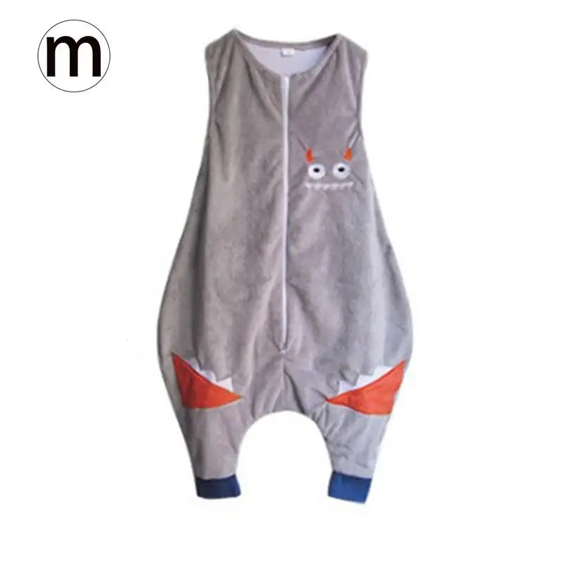 Cute Infant Sleeveless Vest Flannel Leg Sleeping Clothing Clothes Anti-Kick Warm Pajamas Baby Soft Sleeping Clothes - Цвет: A01  M