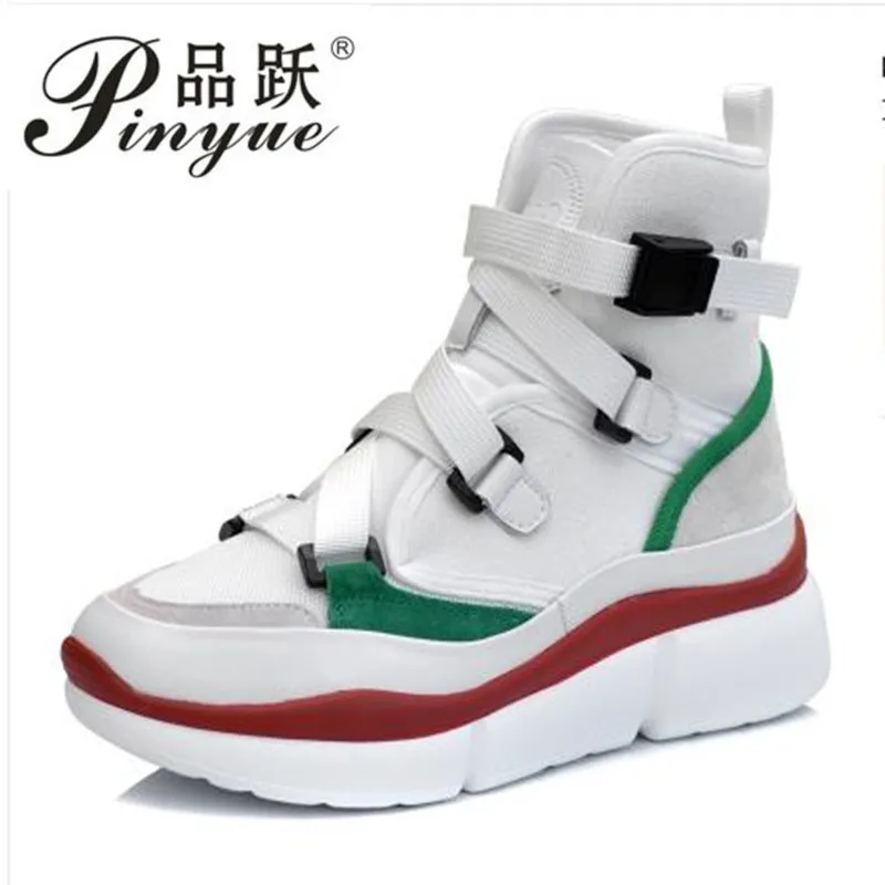 

2018 new corium Cross-tied Women Ankle Boots Slip on Platform Motorcycle Ankle Boots Winter Wedges Shoes women Sneakers
