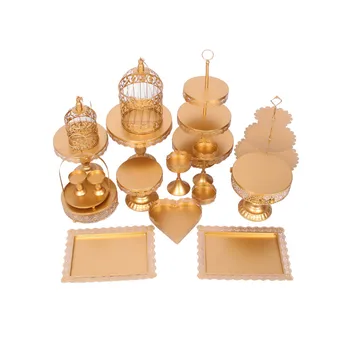 

4-18pcsGold Pink White Crystal Metal Cake Stand Holder Cupcake Serving Stand Display Rack Birthday Party Wedding Decoration Gold