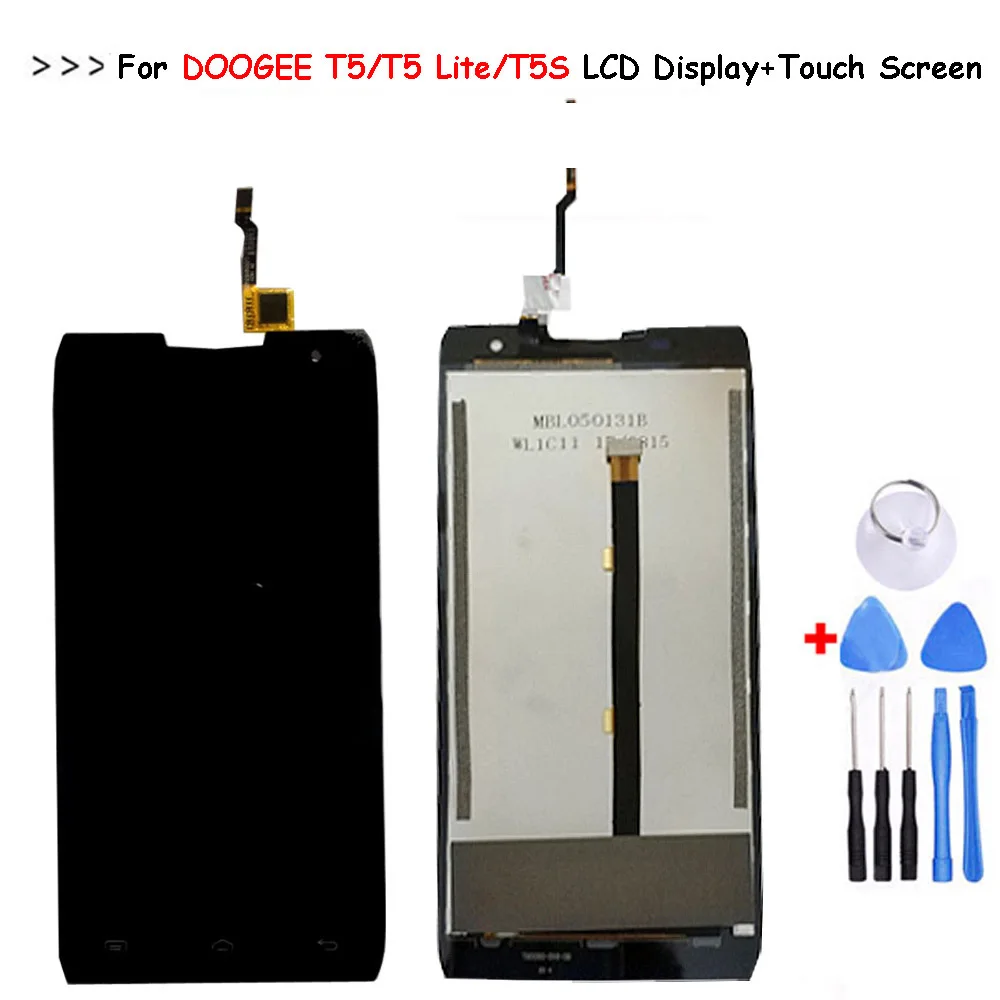 Beste Voor DOOGEE T5 T5 Lite T5S Lcd scherm + Touch Screen Digitizer Vergadering Panel Digitale Replacemen Gereedschap 5.0 \
