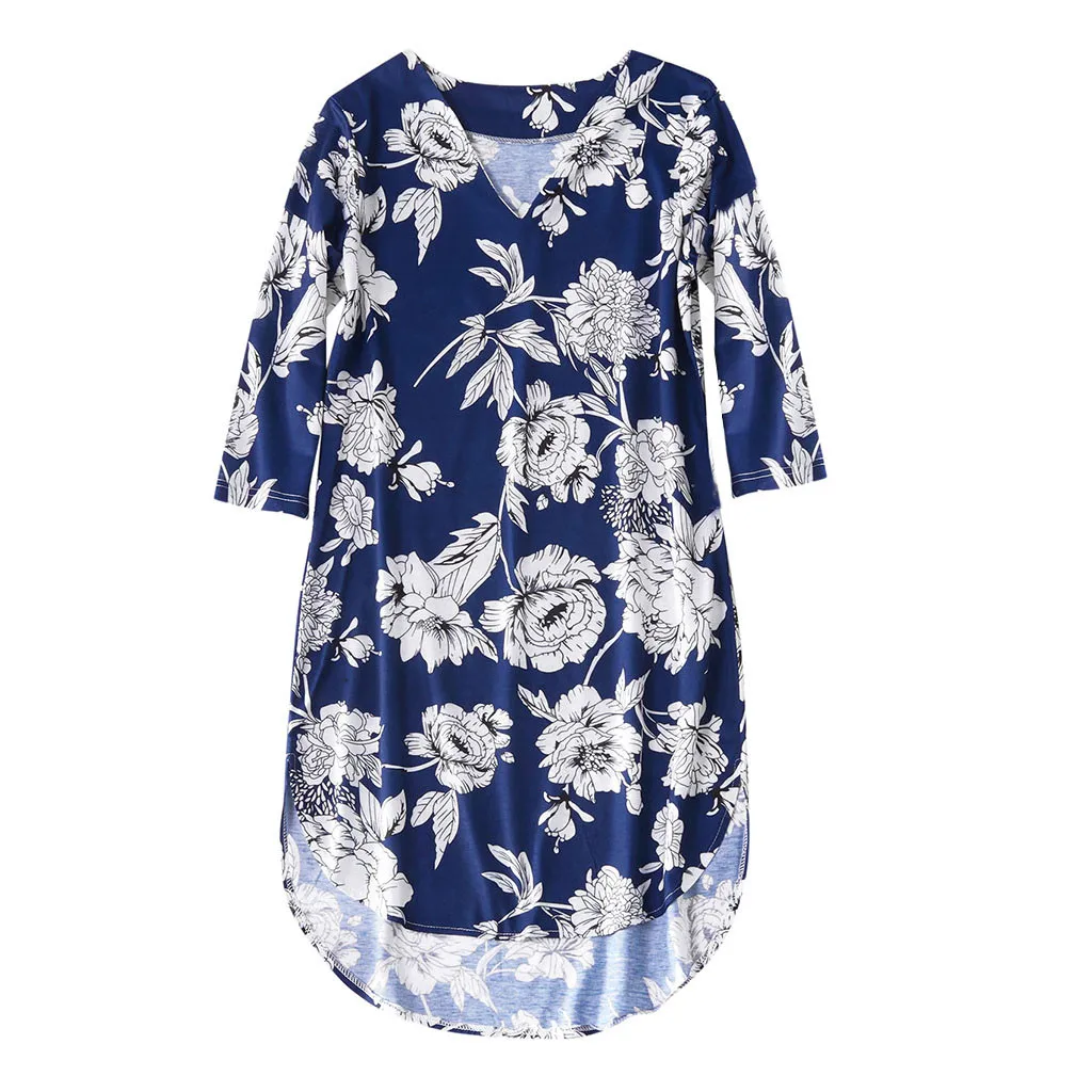 MUQGEWdress/ одинаковые женские юбки с короткими рукавами и v-образным вырезом и цветочным принтом для мамы и дочки, семейная одежда, платье# CL30