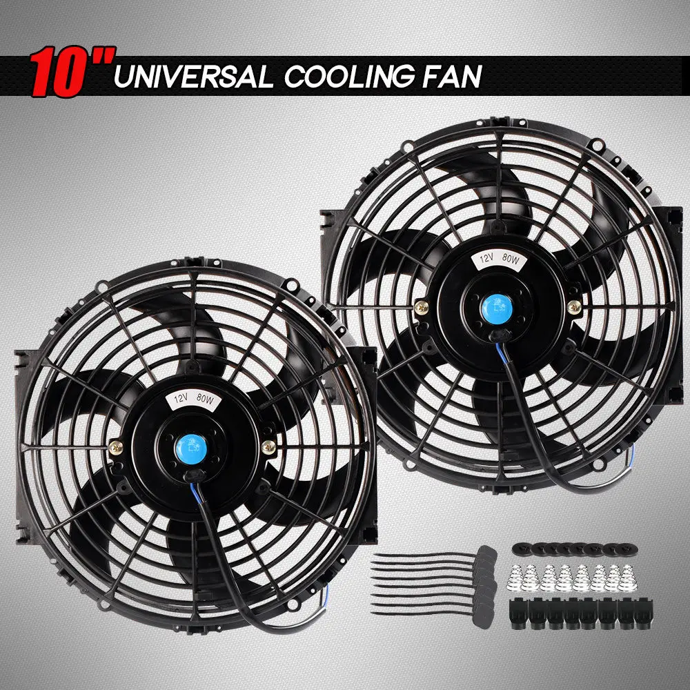 

2X 10" inch Universal Slim Fan Push Pull Electric Radiator Cooling 12V Mount