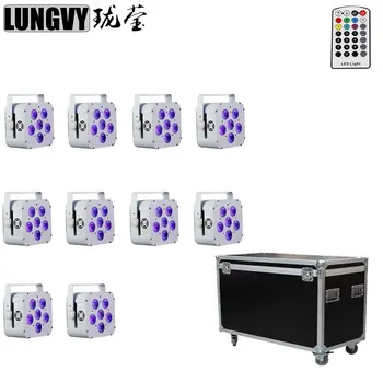 

Free Shipping 10pcs/Lot Flight Case Packing 6x18w 6in1 RGBWA UV Rechargeable Battery 2.4G Wireless DMX Led Par Lighting