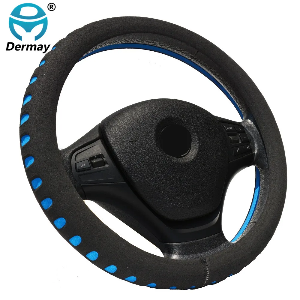 

DERMAY EVA Punching Red car steering wheel cover 38CM Universal Auto steering wheel covers Car Interior Accessories