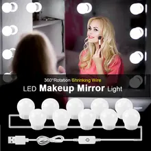 Kit de luces de LED para espejo de tocador de estilo Hollywood con bombillas de luz ajustables, tira de accesorios de iluminación para conjunto de espejo de maquillaje y mesa de tocador