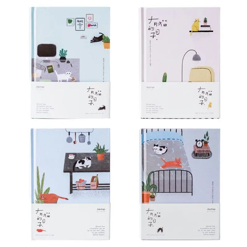 

Kawaii Cat Personal Diary Planner Hardcover Color Pages Diary Book Notebook Weekly Schedule Stationery