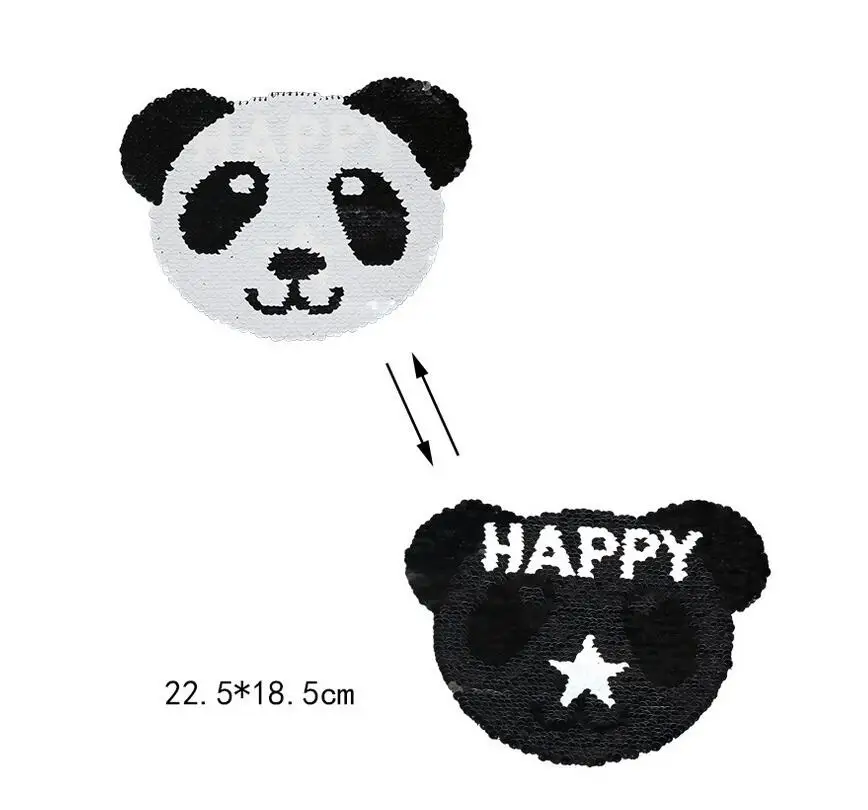 

2019 NEW Panda Reversible Change Color Sequins Sew On Patches for Clothes DIY Patch Applique Bag Clothing Coat Sweater Crafts