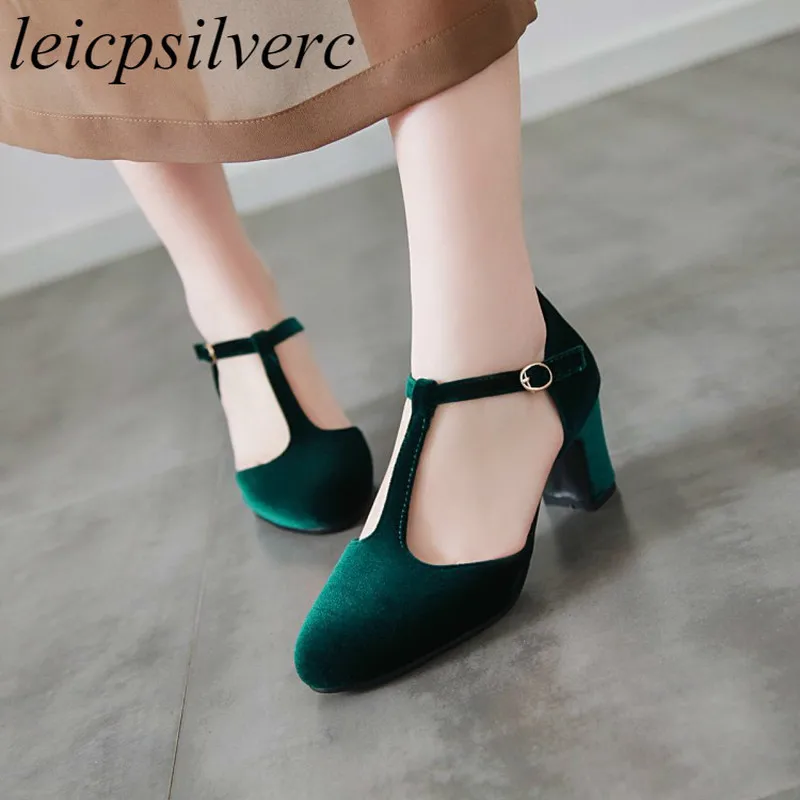 

Women's Sandals High Heels Silk Round Toe Thick Heels Buckle 2019 New Sexy Fashion Casual Spring Summer Black Big Size 34-46