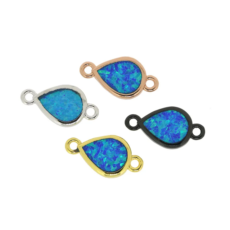 

Blue Waterdrop Teardrop Black Opal Opalus Minerral Rock Stone Charm 2 Loops Buckles Connector Spacer Bead Pendant DIY Jewelry