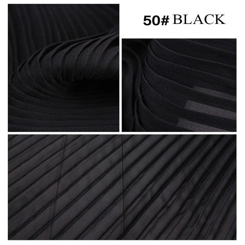 Buy Factory Wholesale Cheap Polyester Silky Black Pleated Chiffon Fabric from