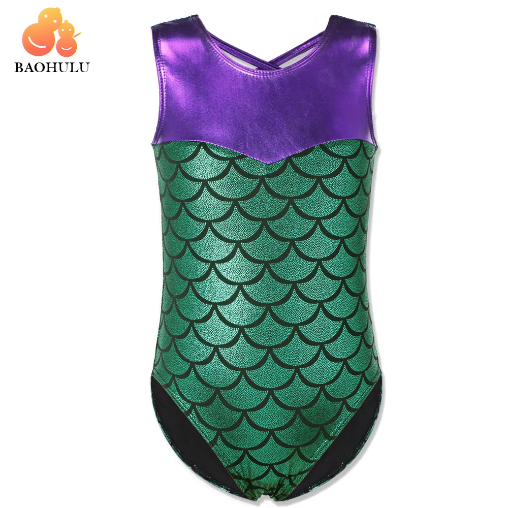 BAOHULU 2018 Toddler Little Girls Mermaid Gymnastics Leotard Bikini Yoga Cosplay Dance Costume GYM Sport School Tank 3-12Y Kids