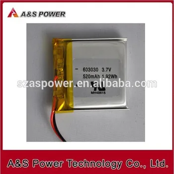 

Lithium polymer battery P603030 3.7v rechargeable 520mAh battey