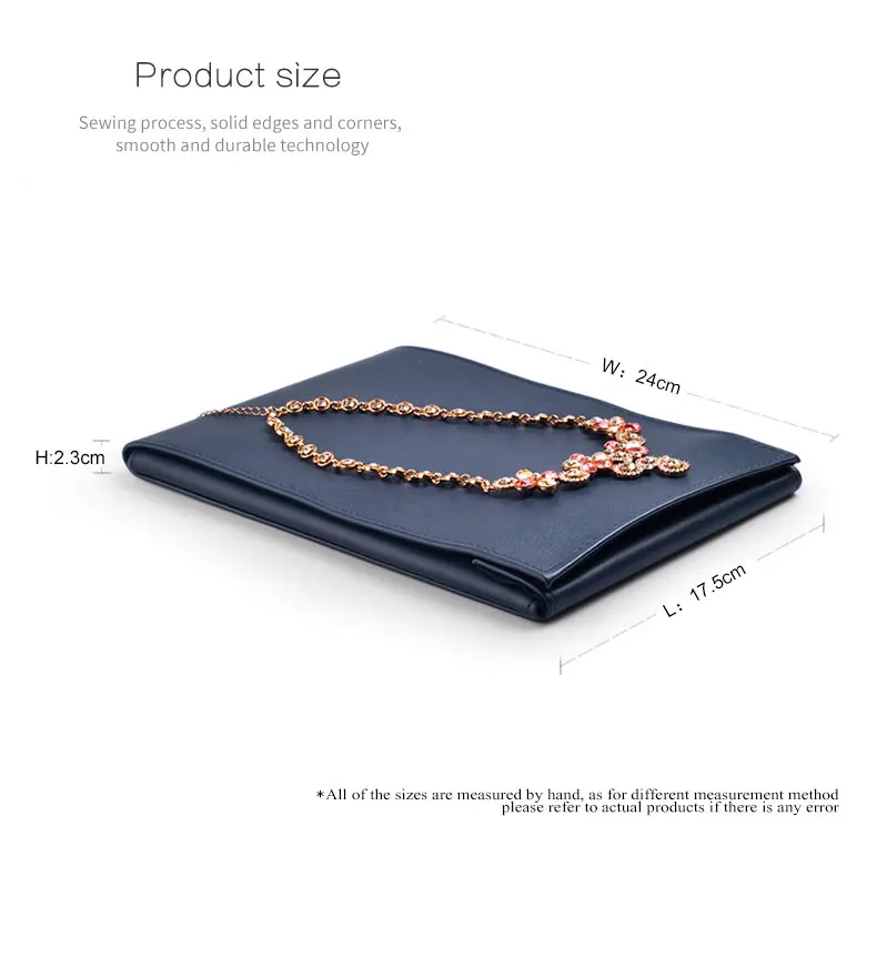 FANXI Подарочная сумка для ювелирных изделий из искусственной кожи для колье и сумки Королевский синий Кнопка сумка для хранения ювелирных изделий для большого ожерелья