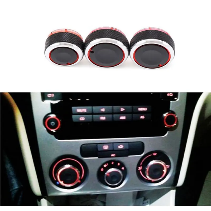 

3pcs/set Aluminum Alloy Air Conditioning Knob AC Knob Heat Control Switch Button Knob For VW Polo 2002-2013 Car Styling