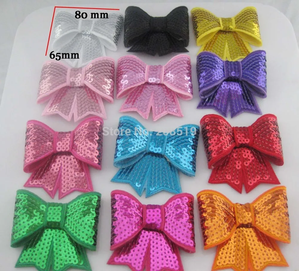 

FZ0039 Sequin Bows without clip 3" hair bow mix 180pcs 5mm sequins beaded applique can iron on hair accessories