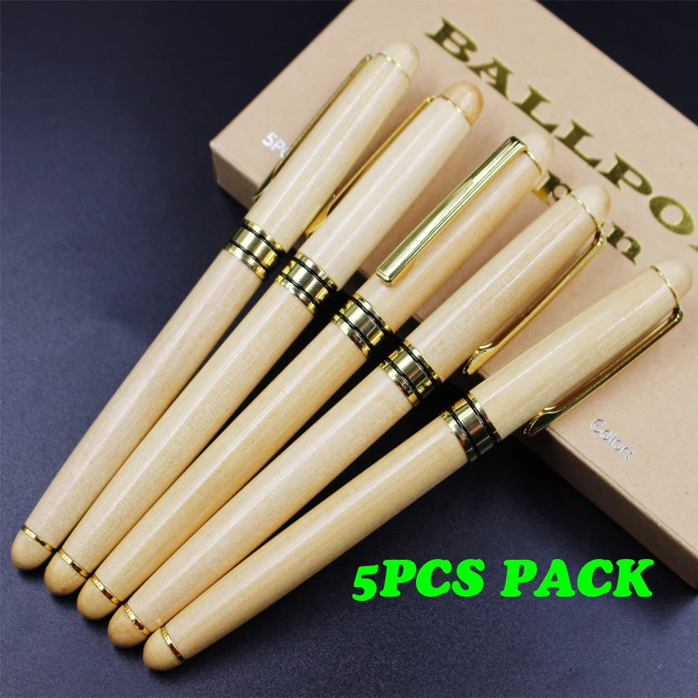 

5 pieces/lot wooden recycled Eco pen high quality gel ink pen roller pen for Office and school Red wooden sign pens