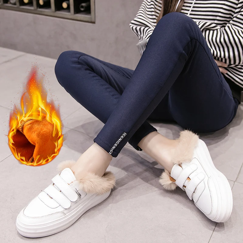 Winter Maternity Pencil Pants Pregnancy Clothes Velvet thickened trousers For Pregnant Women Elastic Waist Casual Pants Gravida