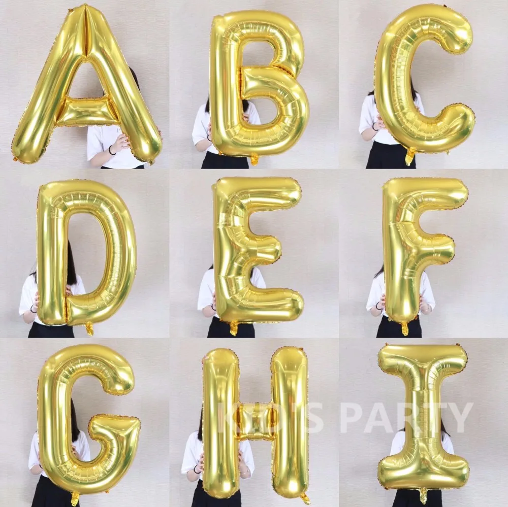 Big Gold Foil Balloons Letters Ball Birthday Helium Ballon Wedding