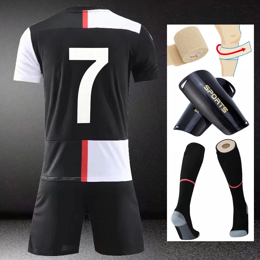 

LOGO Custom 2019 2020 Home Soccer Jerseys Men Kids Soccer Sets +Socks +Football leggings football uniform kits 01C3
