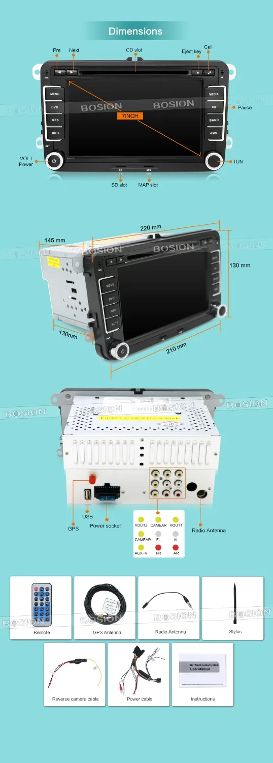 Auto USB Car PC DVD GPS 2 Din Stereo Player For VW Golf 5 6 Polo Bora Jetta MK4 B6 Passat Tiguan Skoda Octavia Fabia BT FM RDS