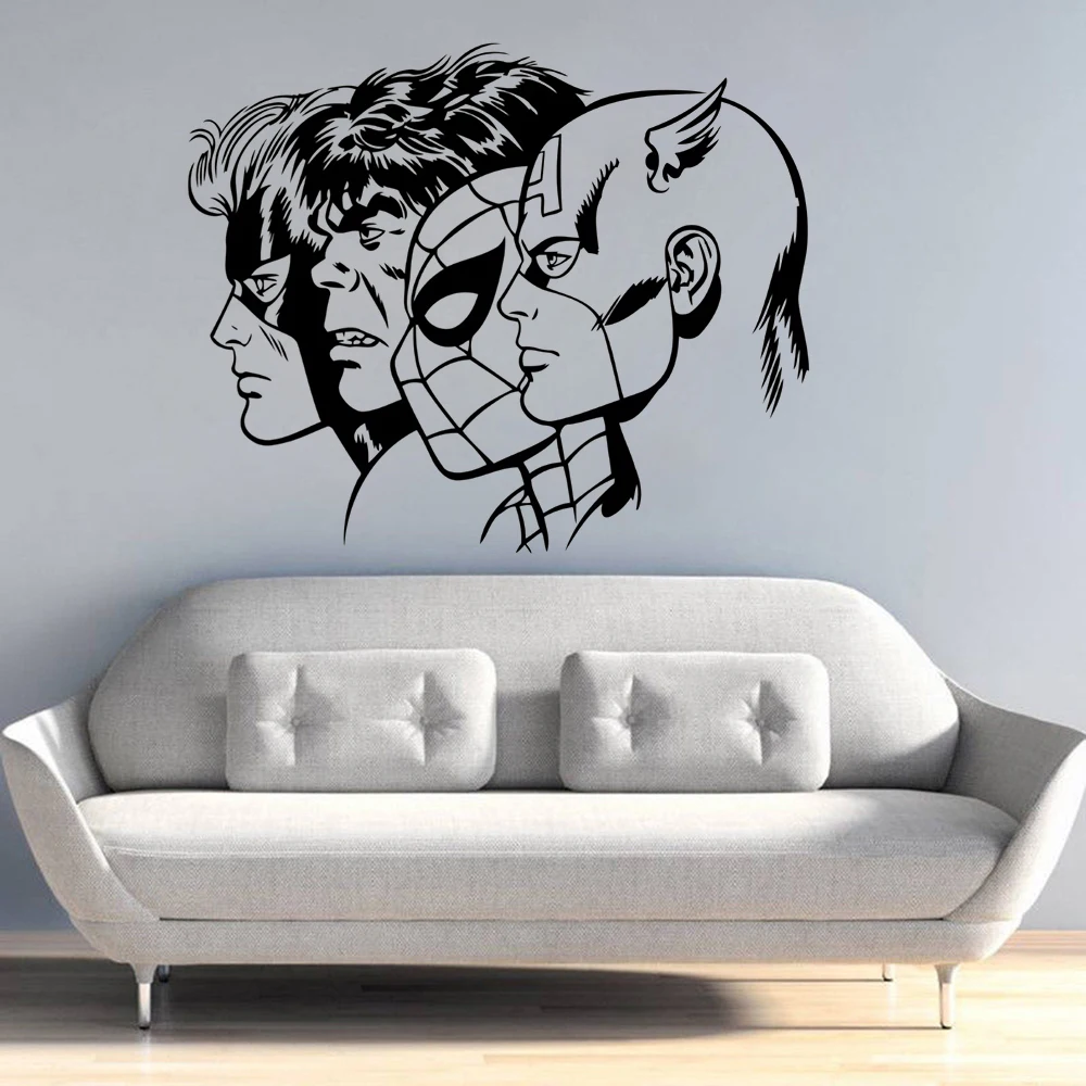 Removable-Vinyl-Wall-Sticker-Superheroes-Wall-Decal-Kids-Boys-Room-Decoration-Captain-America-Spiderman-Hulk