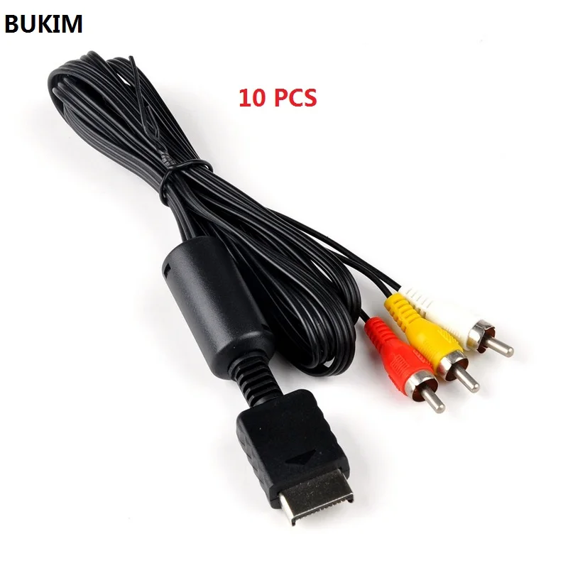 

10 Pcs Black 1.8m Audio Video To 3 RCA AV Cable for PS3/PS2 AV Component TV Video Cable for Playstation 2 3 PS3